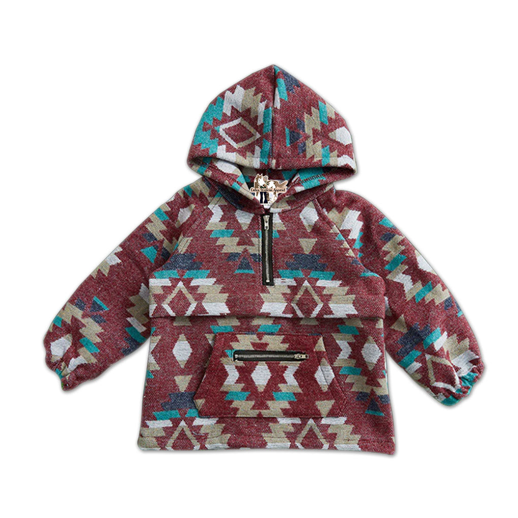 Burgundy Aztec Hoodie